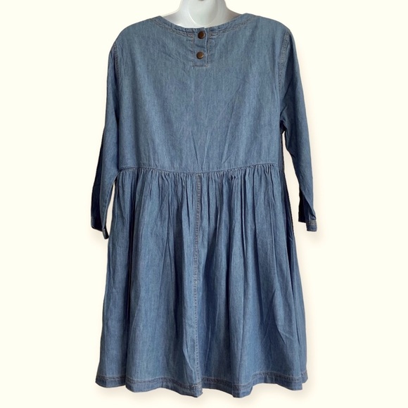 Esley Chambray Babydoll Mini Cotton Dress Medium Summer Fall Breathable Casual - Picture 2 of 13